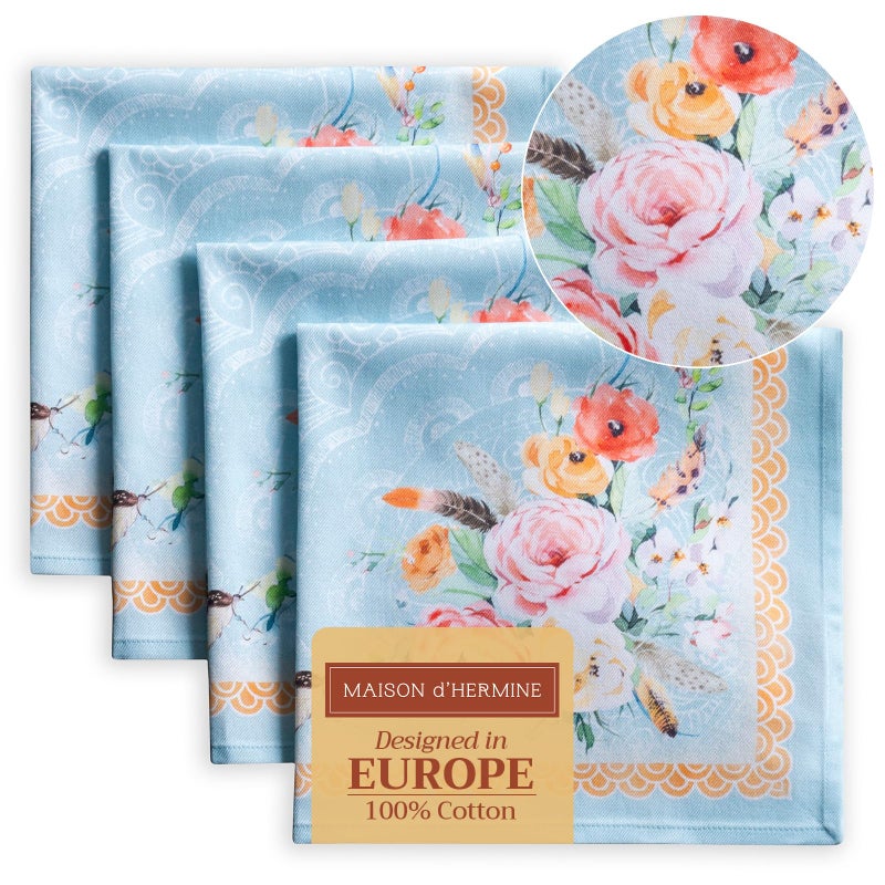 Maison d' Hermine Cloth Napkins Set of 4 100% Cotton Everyday Reusable Square Napkins Cloth Washable, Dinner, Party, Wedding, Restaurant, Spring/Summer (Ibiza, 20" x 20") - Image 1